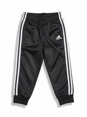 Toddler Adidas Black Joggers with White Side Stripes